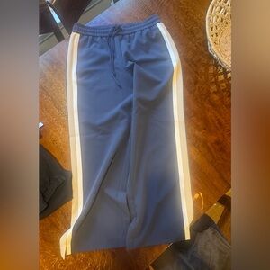 Nine west Blue Track Pants wide leg with White & beige Stripes